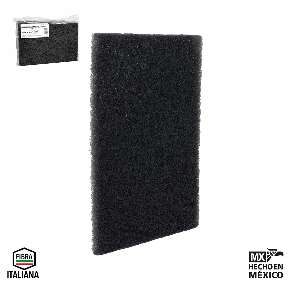 ALMOHADILLA DE FIBRA PRO NEGRA (SIC120) 6" X 9" (PRECIO X PIEZA - BOLSA C/10)