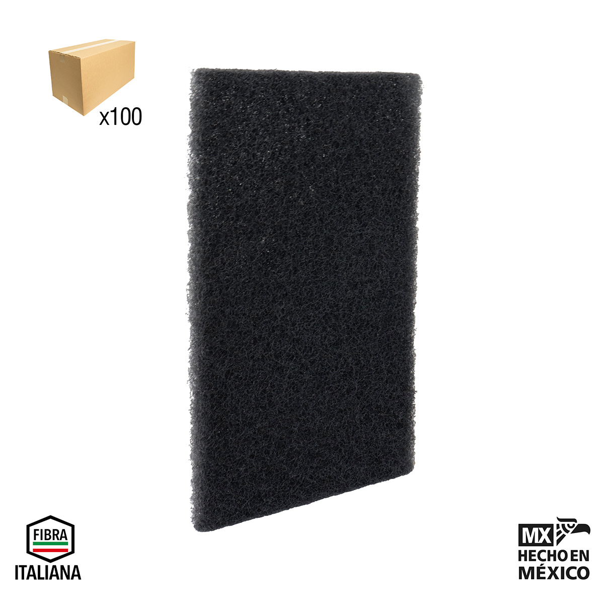 ALMOHADILLA DE FIBRA PRO NEGRA (CS) 6"x9" (CAJA BULK 100 pzas sin bolsa - Precio x Caja)