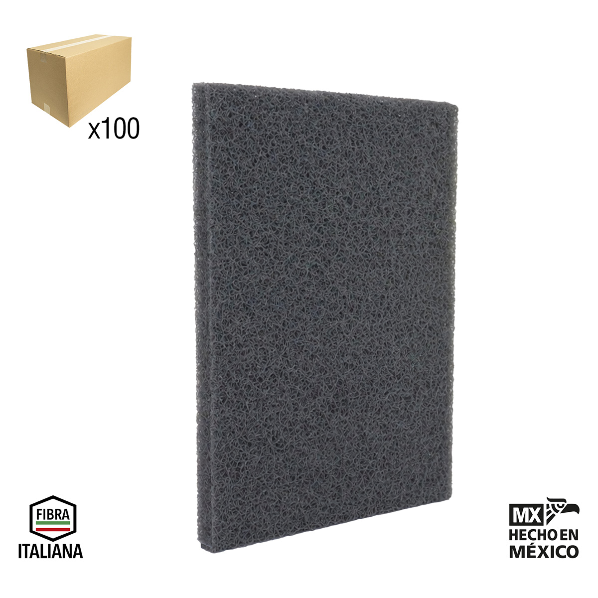 ALMOHADILLA DE FIBRA PRO GRIS (CS G600) 6"x9" (CAJA BULK 100 pzas sin bolsa - Precio x Caja)