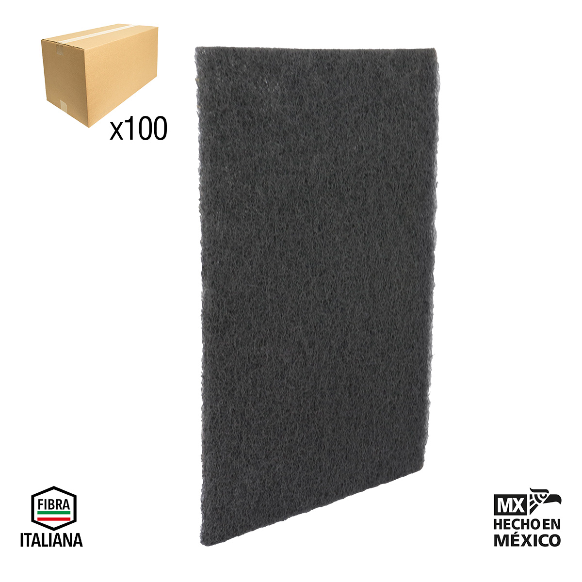 ALMOHADILLA DE FIBRA PRO GRIS (CS G1000) 6"x9" (CAJA BULK 100 pzas sin bolsa - Precio x Caja)