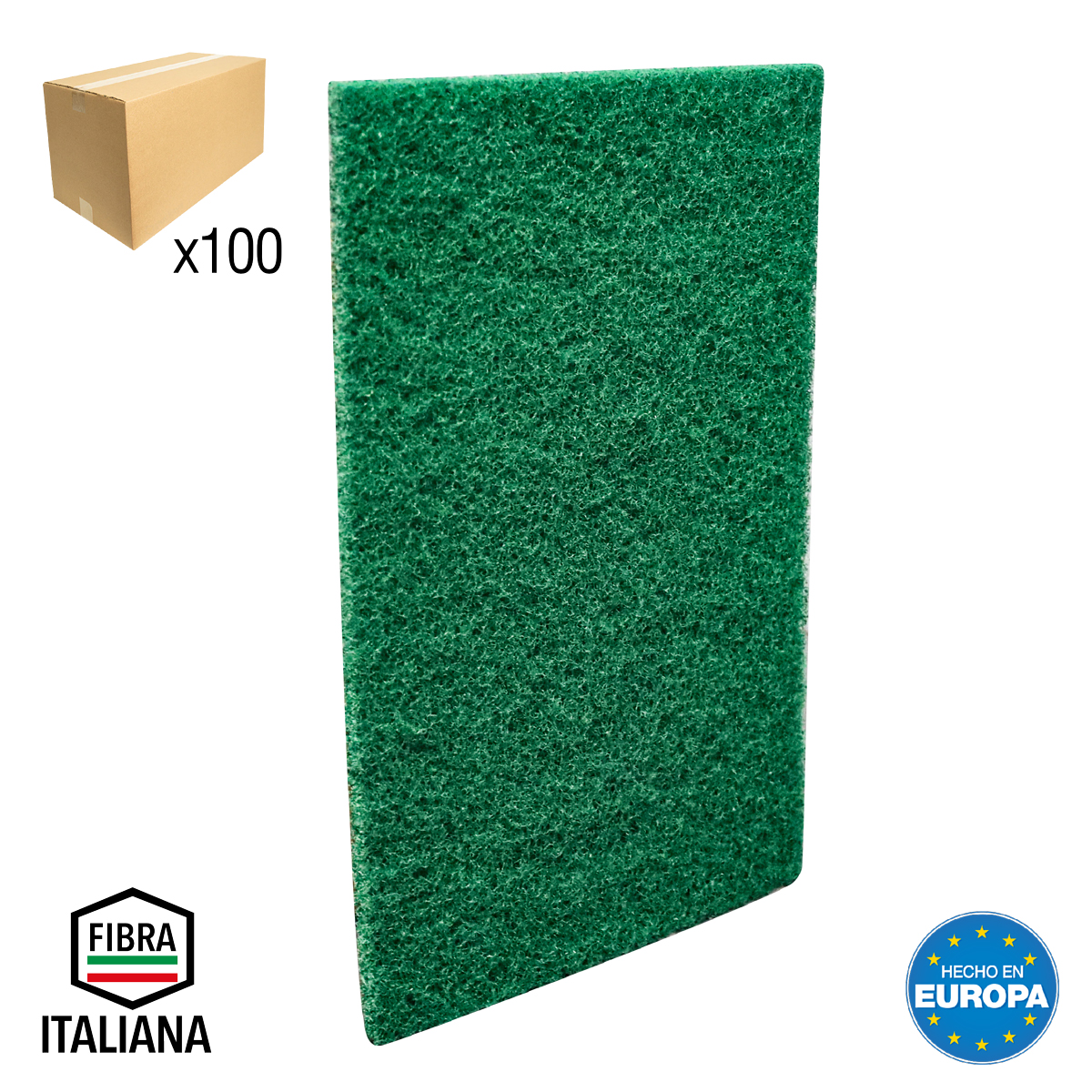 ALMOHADILLA DE FIBRA IND VERDE CLARO (FINO) 6"x9" (CAJA BULK 100 pzas sin bolsa - Precio x Caja)