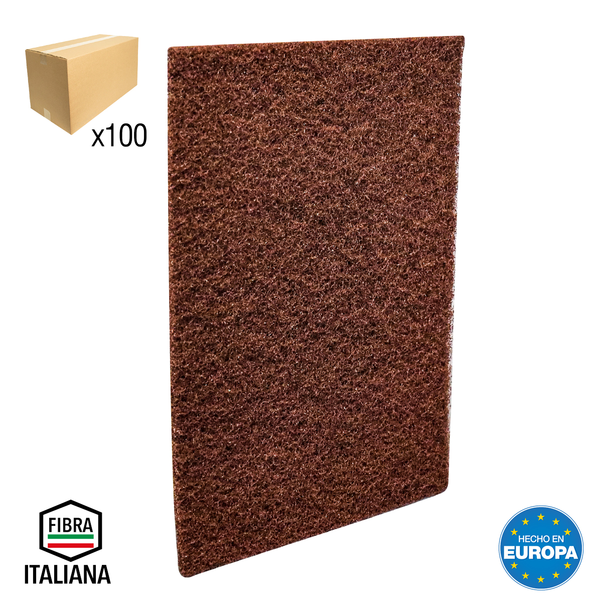 ALMOHADILLA DE FIBRA IND MARRON (MUY FINO) 6"x9" (CAJA BULK 100 pzas sin bolsa - Precio x Caja)