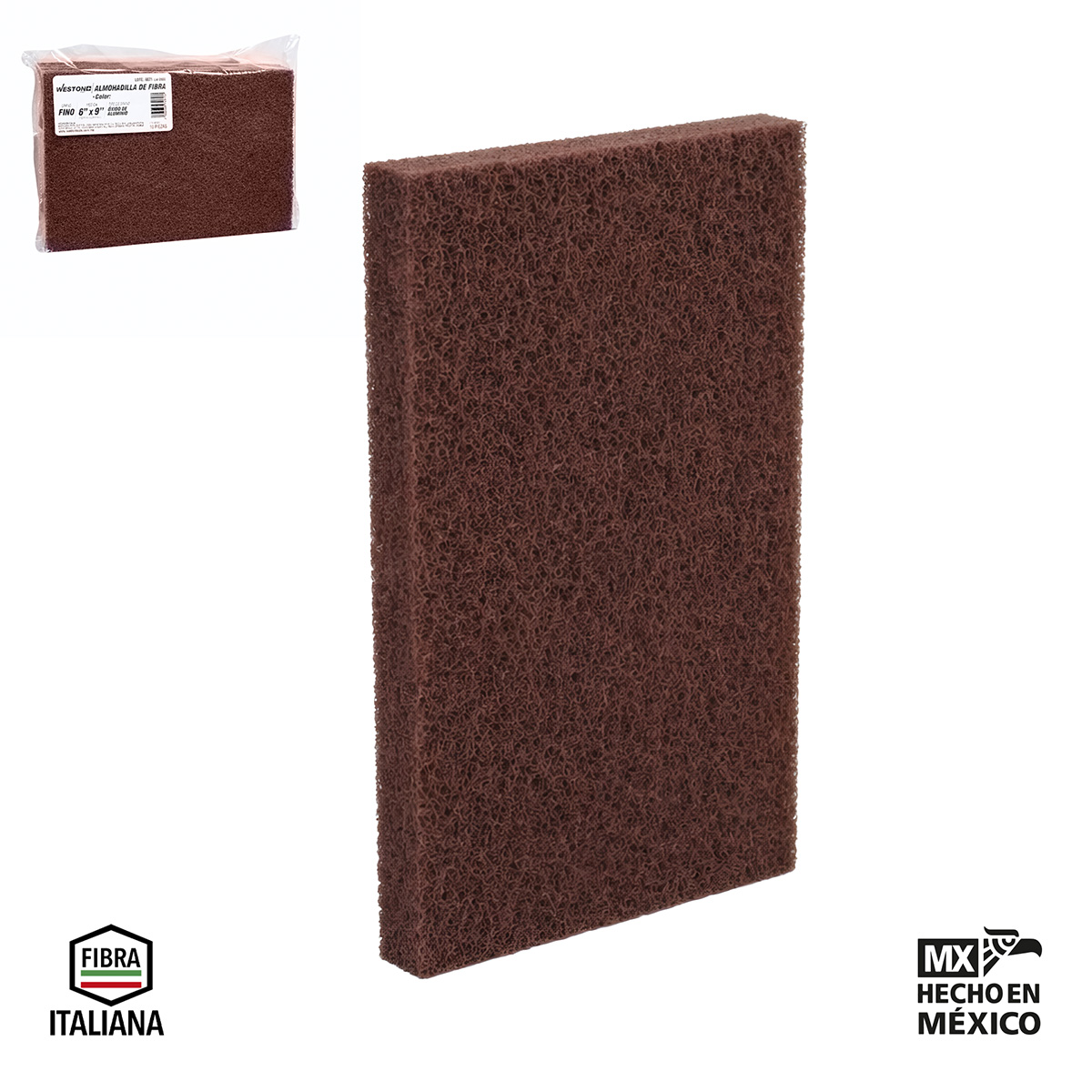ALMOHADILLA DE FIBRA MARRON OSCURO HD (MUY FINO) 6"x9" (PRECIO X PIEZA - BOLSA C/10)