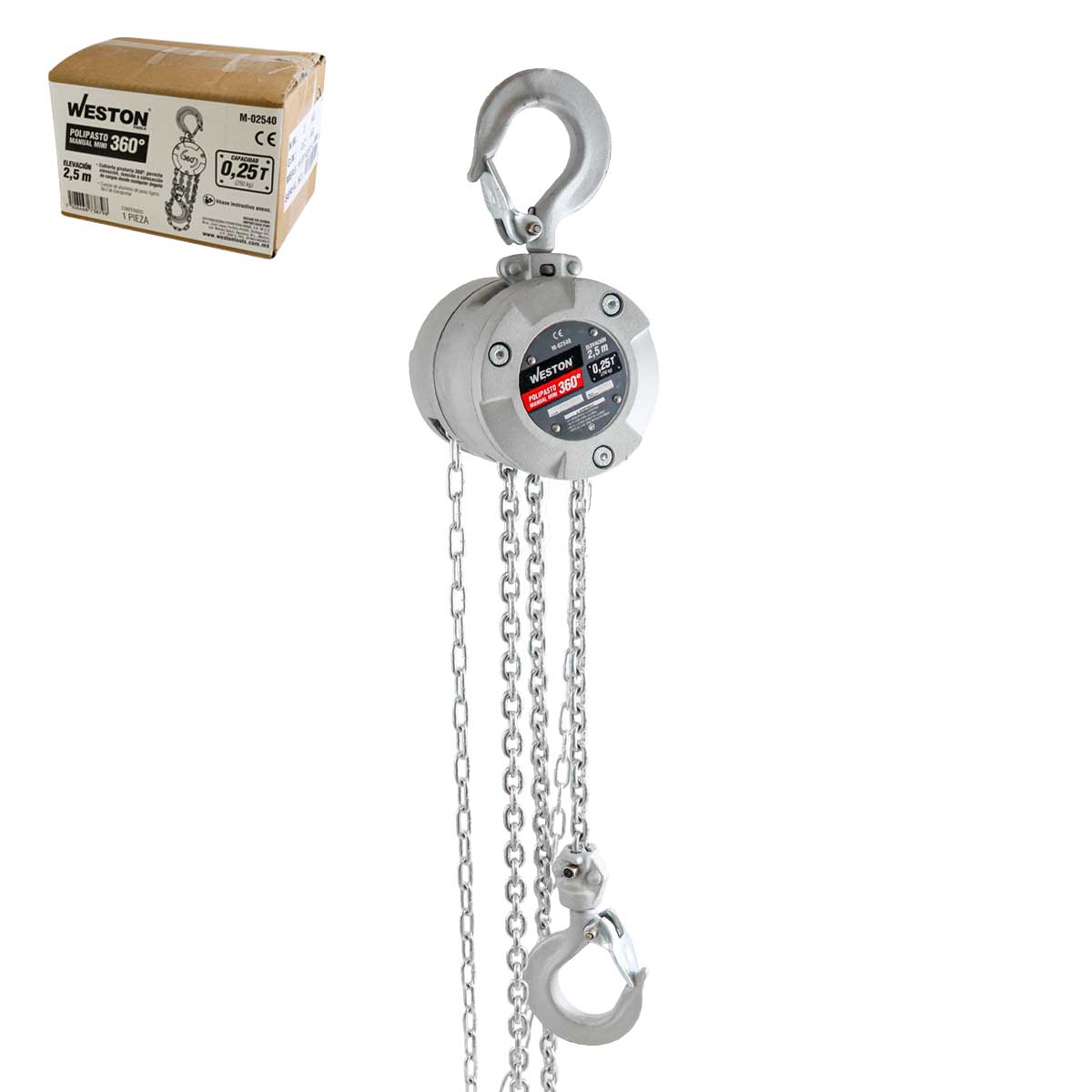 POLIPASTO MANUAL MINI 360° D/ALUMINIO ELEVACION 3M 250KG