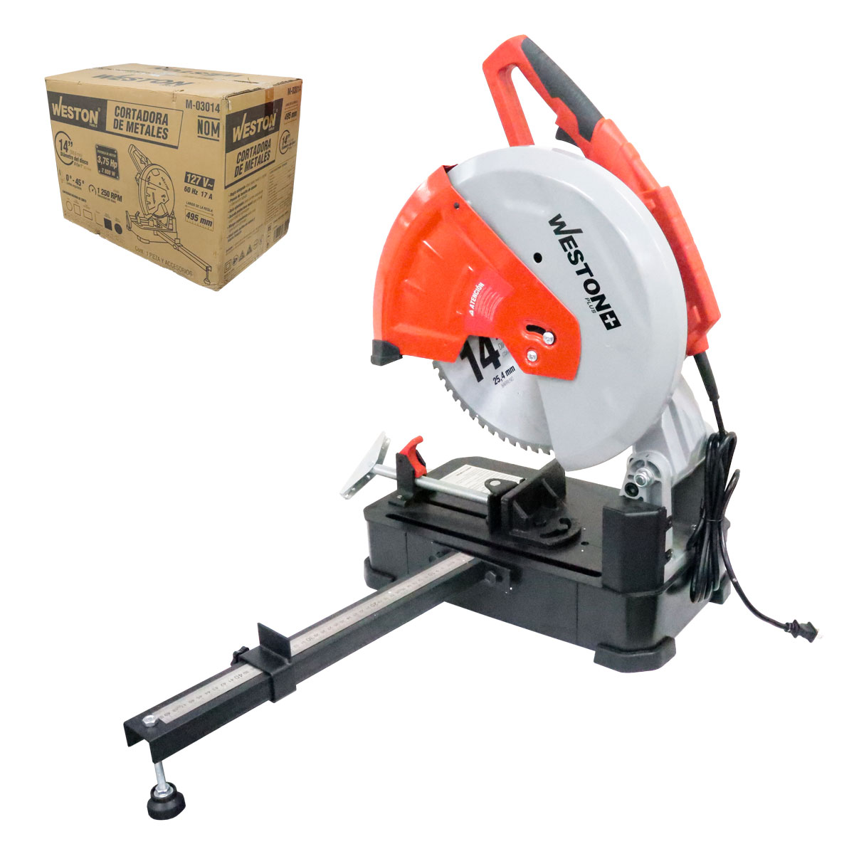 CORTADORA DE METALES 14'' 2800W 1250RPM 110V 1F (BAJO RPM)