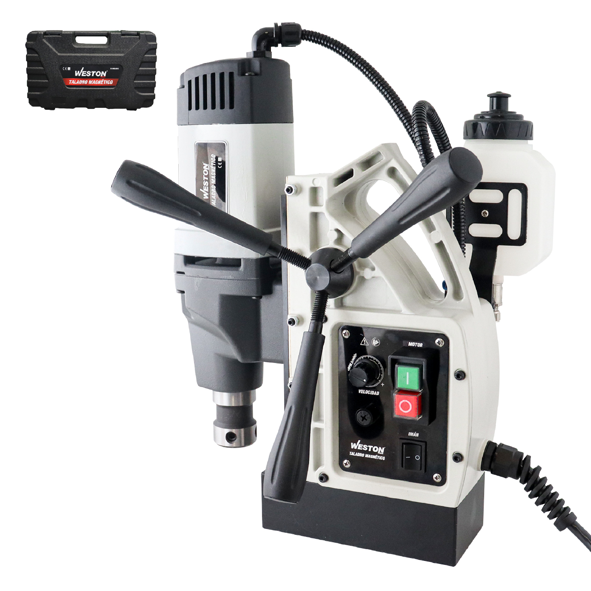 TALADRO MAGNETICO 50MM X 35MM 1700W BROQUERO 1/2" ZANCO WELDON 3/4" 110V