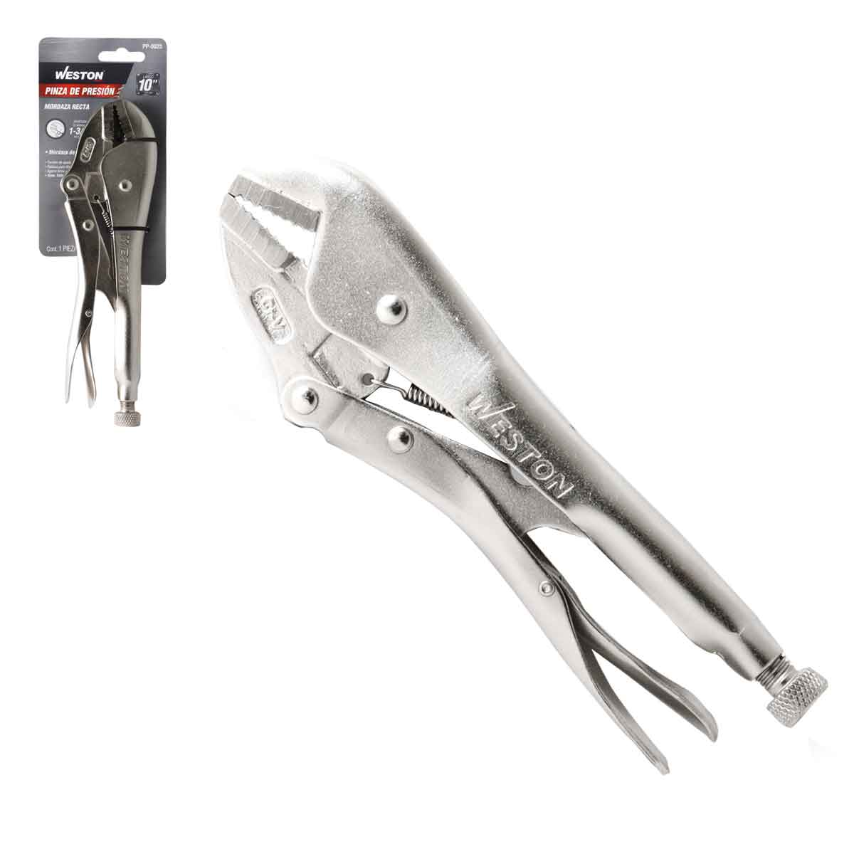 PINZA DE PRESION C/MORDAZA RECTA CRV 10'' (10R) (CAJA C/6 PZAS - PRECIO X PIEZA)