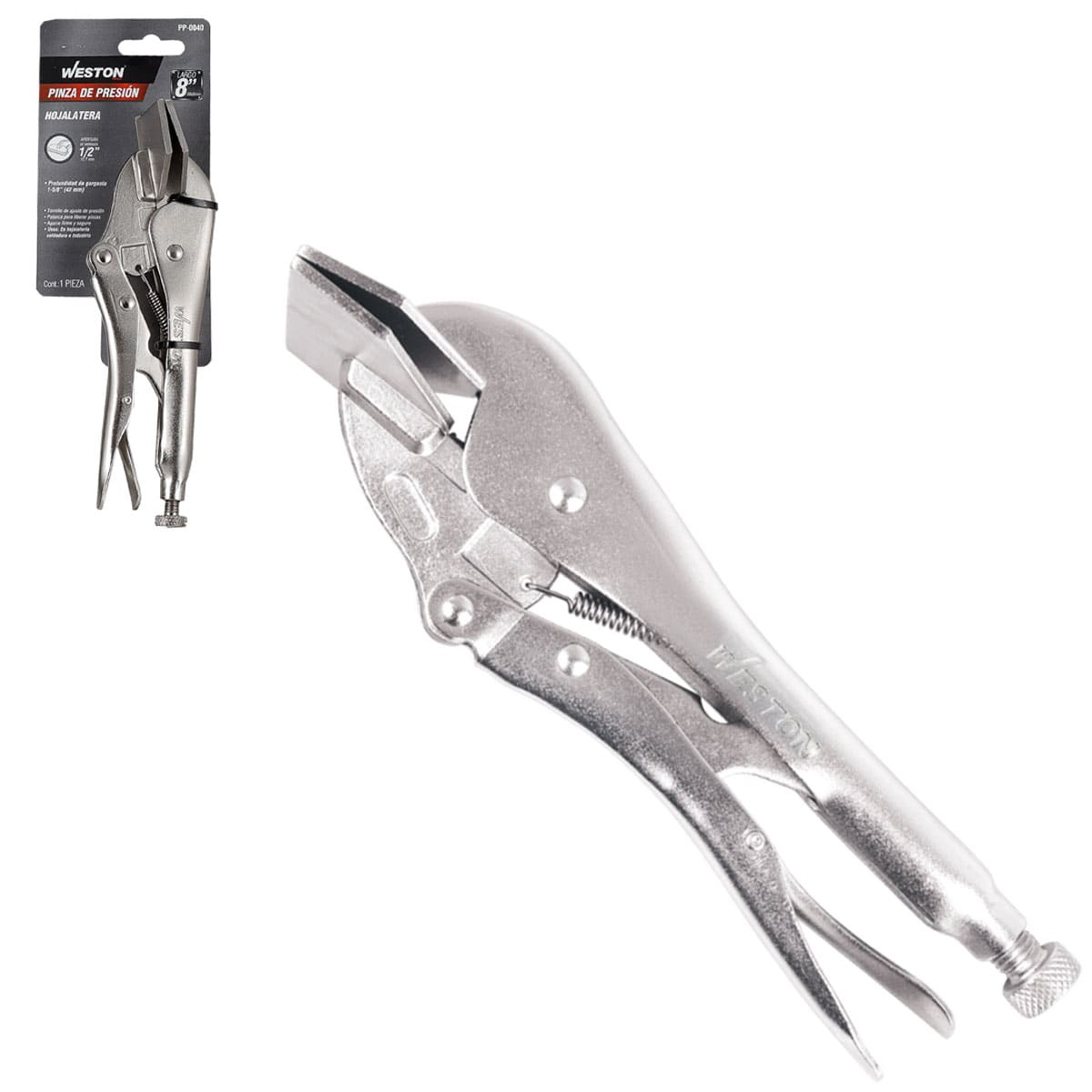 PINZA DE PRESION HOJALATERA 8'' (8R) (CAJA C/3 PZAS - PRECIO X PIEZA)