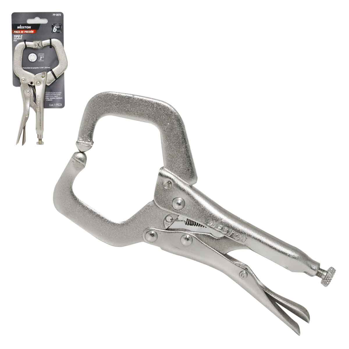 PINZA DE PRESION TIPO C C/MORDAZA FIJA 6'' (6R) (CAJA C/6 PZAS - PRECIO X PIEZA)
