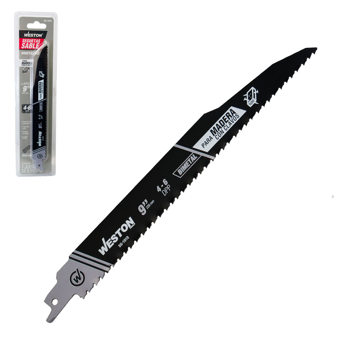 SEGUETA SABLE BIMETALICA 9" 4/6DPP (JGO C/5 PZS)