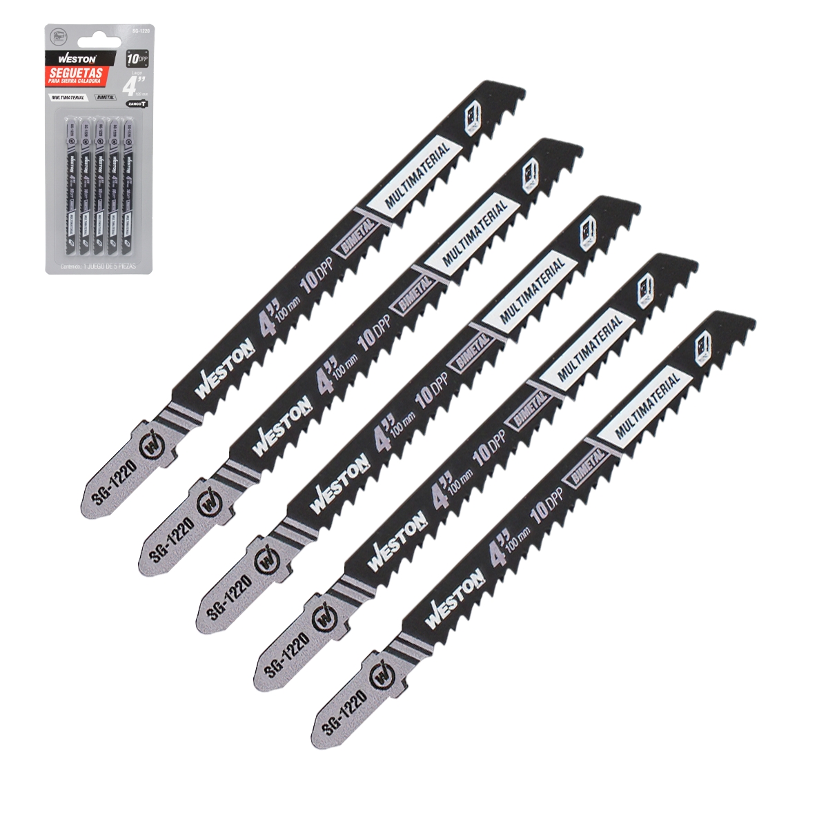SEGUETAS P/SIERRA CALADORA BIMETAL ZANCO "T"  4" 10DPP (JGO C/5 PZS)