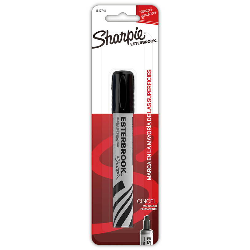 MARCADOR PERMANENTE ESTERBROOK PUNTA CINCEL NEGRO (BLISTER C/1 PZS - PRECIO X BLISTER)
