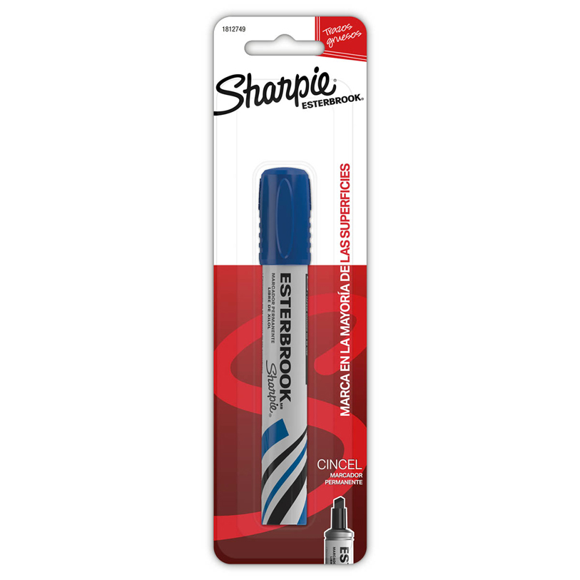MARCADOR PERMANENTE ESTERBROOK PUNTA CINCEL AZUL (BLISTER C/1 PZS - PRECIO X BLISTER)