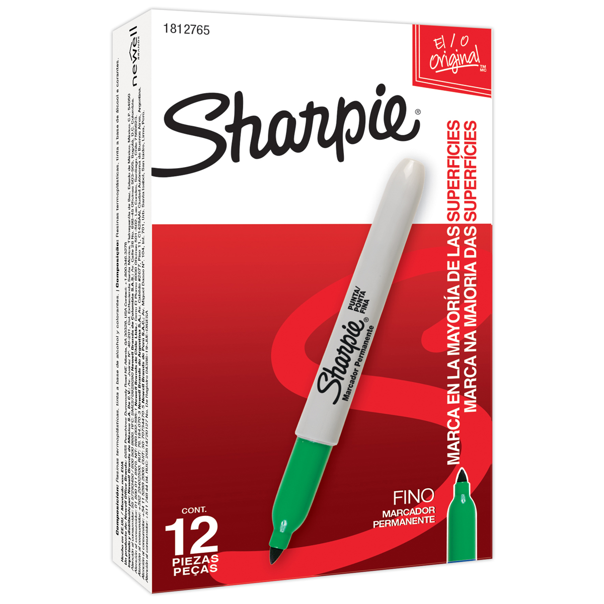 MARCADOR PERMANENTE SHARPIE PUNTA FINA VERDE (PRECIO X PZA - CAJA C/12)