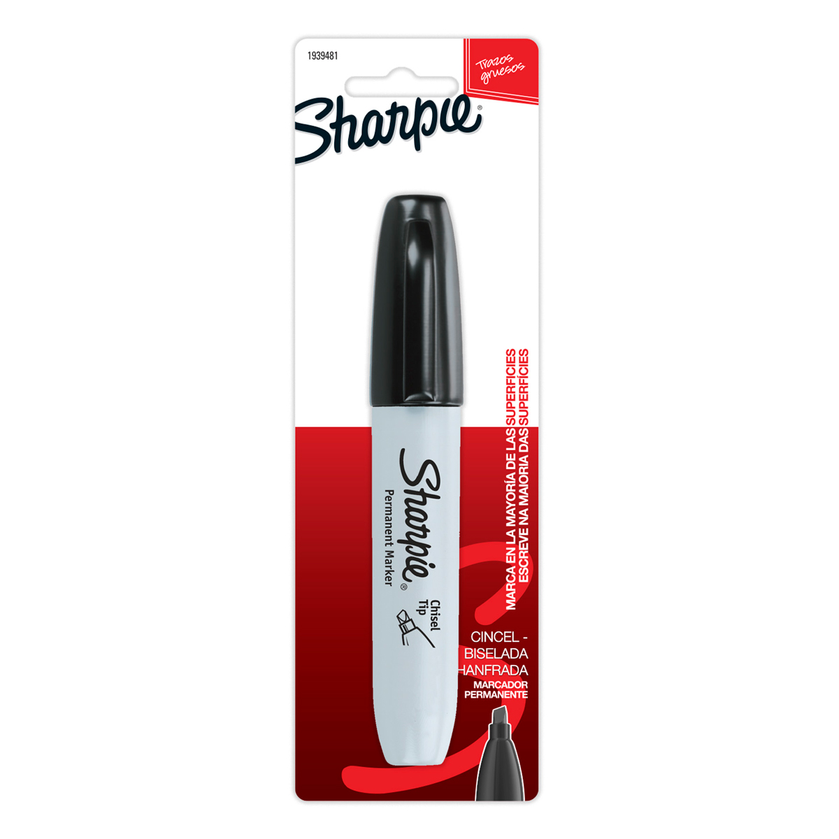MARCADOR PERMANENTE SHARPIE PUNTA CINCEL NEGRO (BLISTER C/1 PZS - PRECIO X BLISTER)