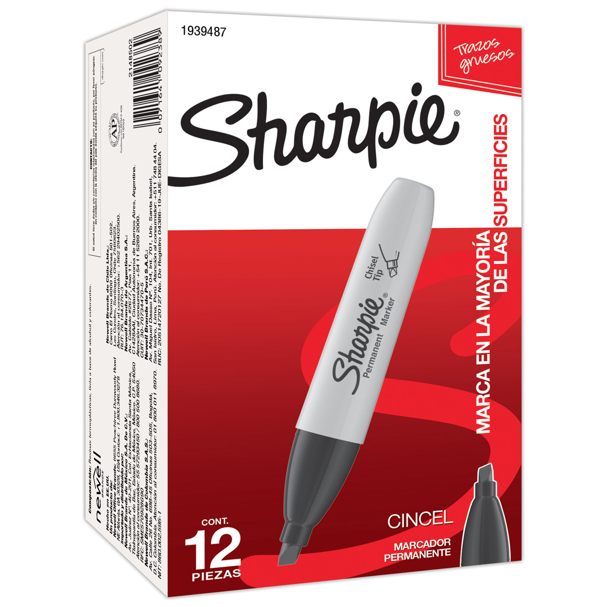 MARCADOR PERMANENTE SHARPIE PUNTA CINCEL NEGRO (PRECIO X PZA - CAJA C/12)