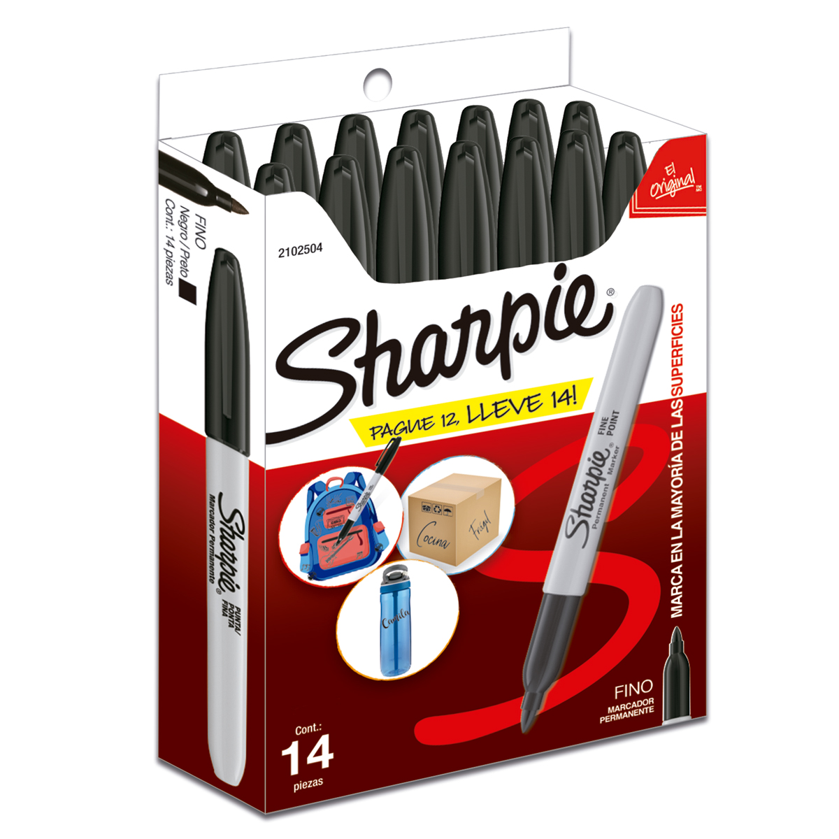MARCADOR PERMANENTE SHARPIE PUNTA FINA NEGRO (PRECIO X PZA - CAJA C/12)