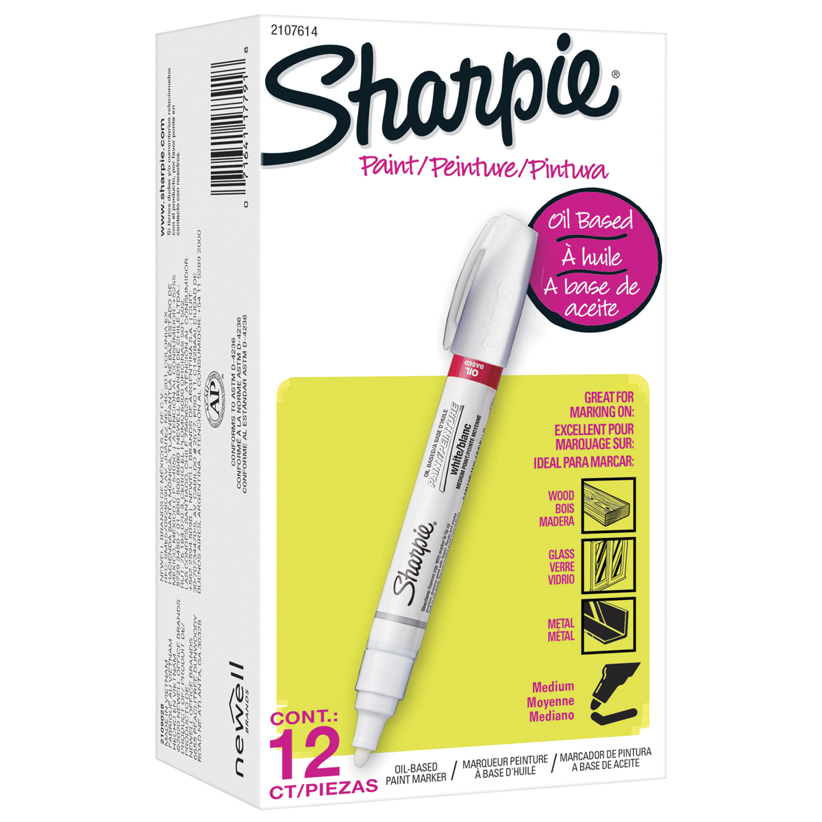 MARCADOR DE PINTURA SHARPIE BASE ACEITE BLANCO (PRECIO X PZA - CAJA C/12)