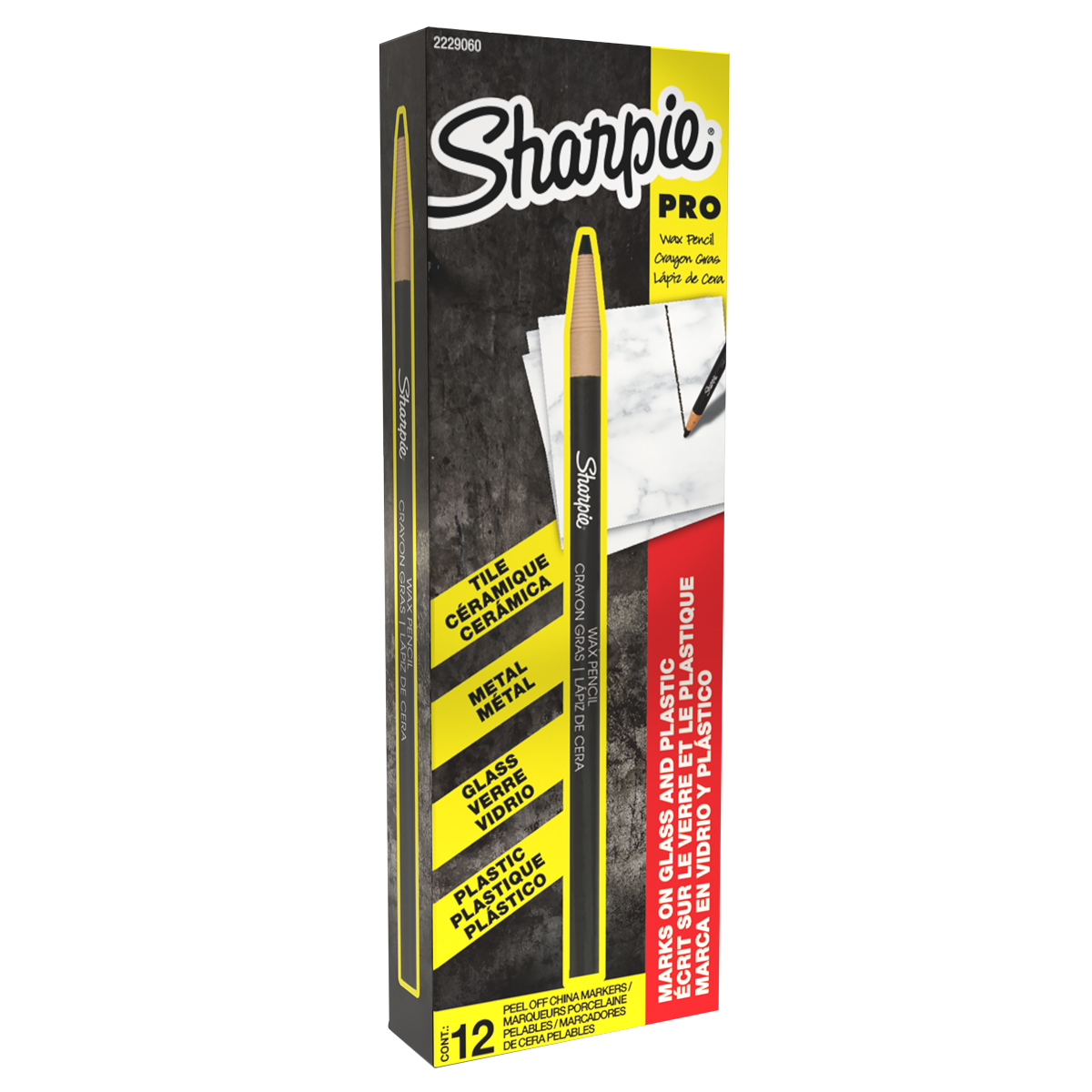 LAPIZ GRASO SHARPIE CHINA MARKER PEEL-OFF NEGRO (PRECIO X PZA - CAJA C/12)