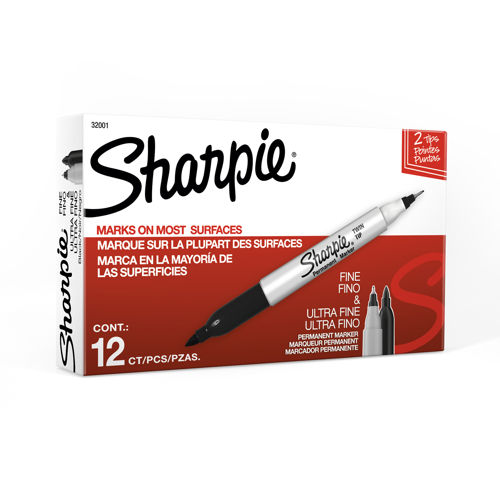 MARCADOR PERMANENTE SHARPIE TWIN TIP DOBLE PUNTA NEGRO (PRECIO X PZA - CAJA C/12)