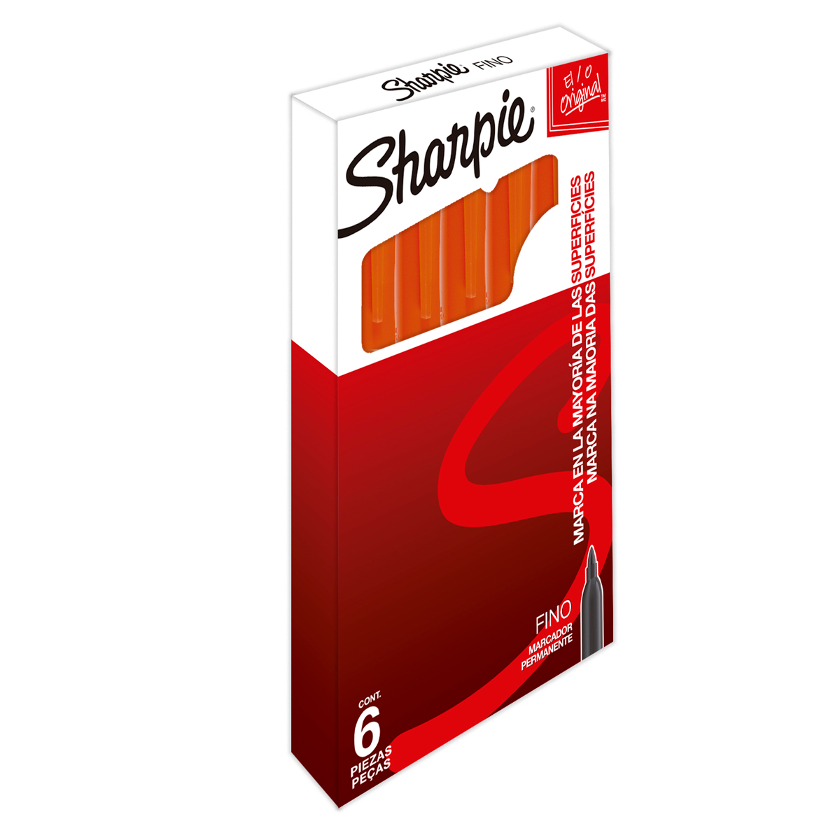MARCADOR PERMANENTE SHARPIE PUNTA FINA NARANJA (PRECIO X PZA - CAJA C/6)