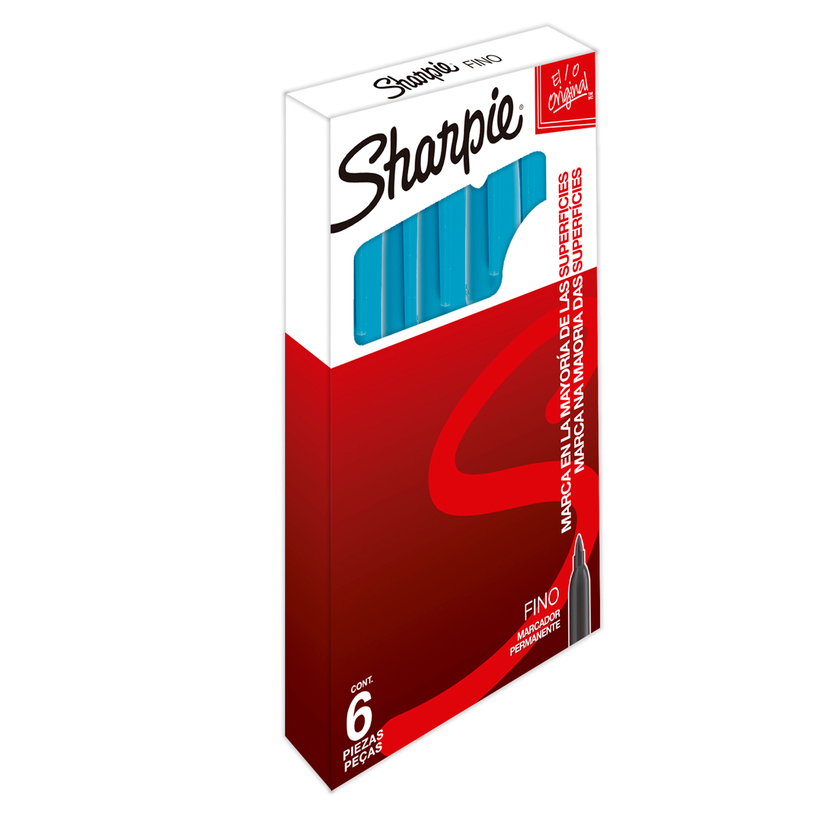 MARCADOR PERMANENTE SHARPIE PUNTA FINA TURQUESA (PRECIO X PZA - CAJA C/6)