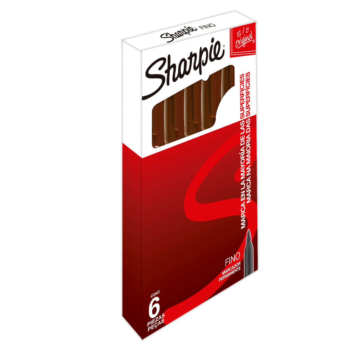 MARCADOR PERMANENTE SHARPIE PUNTA FINA CAFE (PRECIO X PZA - CAJA C/6)