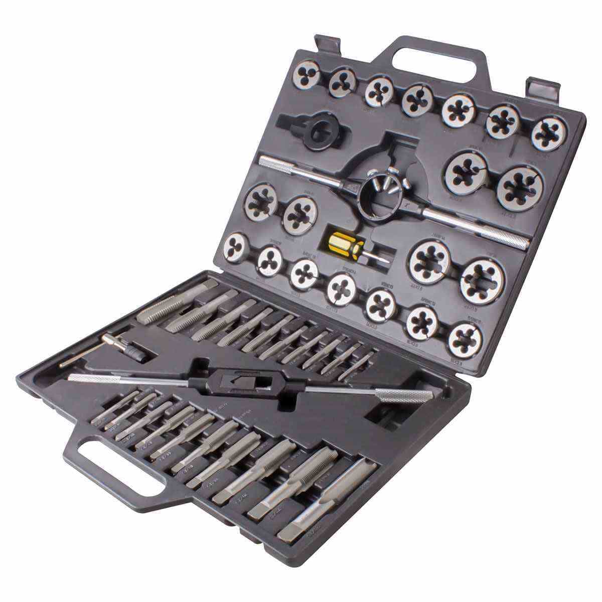 JGO.MACHUELOS Y DADO 45 PCS. METRICA ACERO AL CARBON