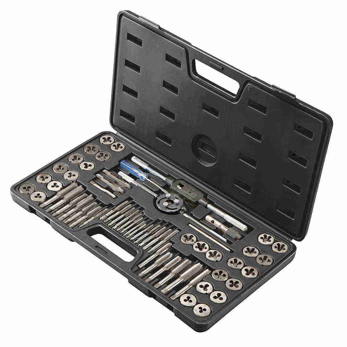JGO.MACHUELOS Y DADOS 60 PCS.METRICA Y FRACC. ACERO AL CARBON