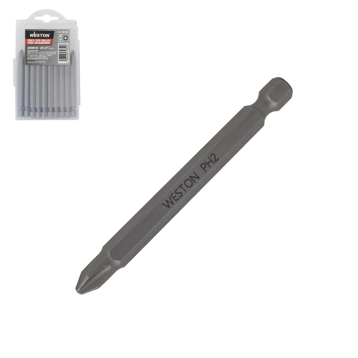 PUNTA P/DES. PHILLIPS PH2 X 3" (Precio x pieza - Empaque c/10 pzas)