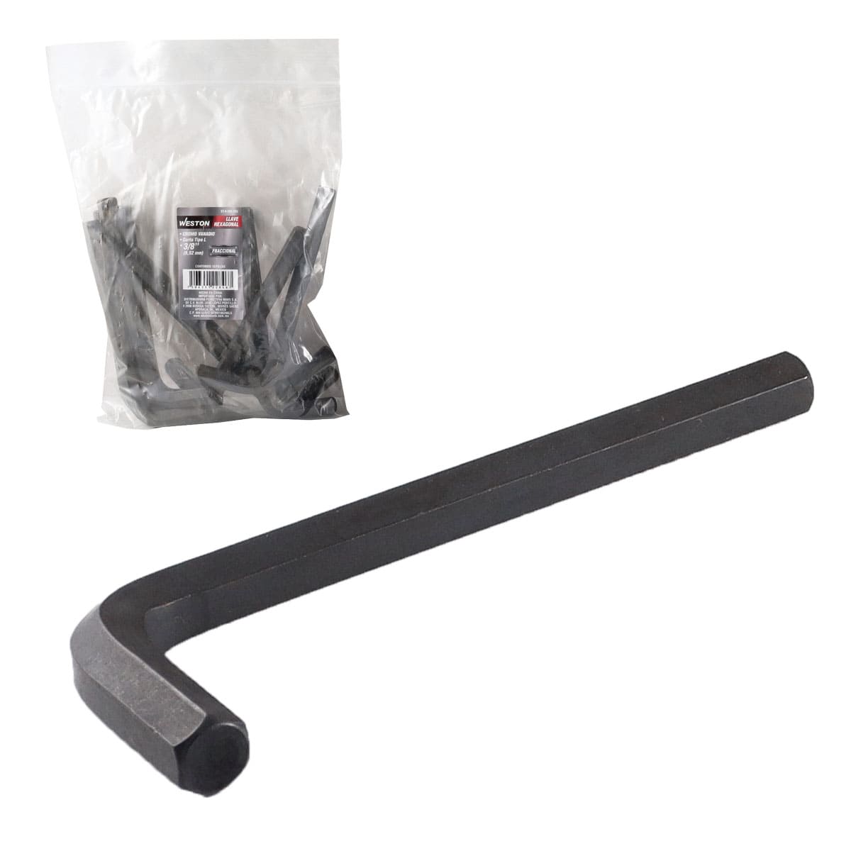 LLAVE HEXAGONAL L CORTA CrV  3/8"  (PRECIO X PZA - EMPAQUE C/10 PZAS)