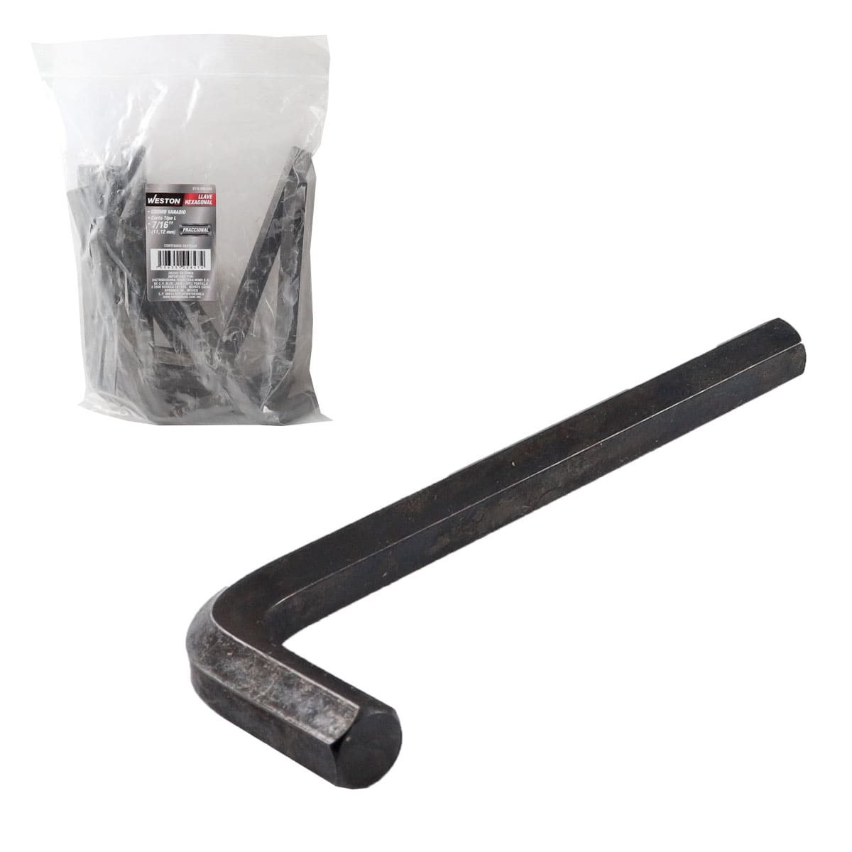 LLAVE HEXAGONAL L CORTA CrV  7/16"  (PRECIO X PZA - EMPAQUE C/10 PZAS)