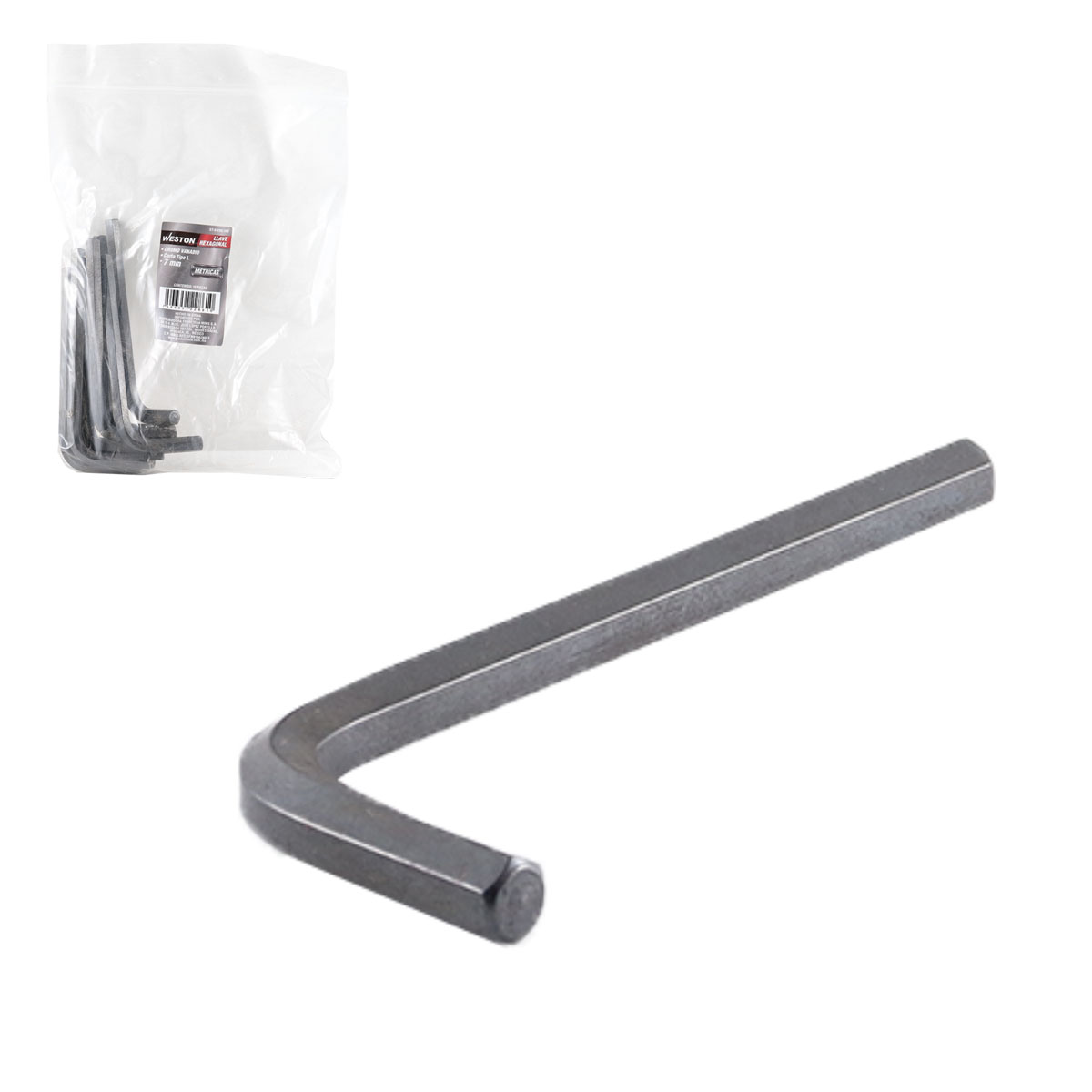 LLAVE HEXAGONAL L CORTA CrV  7MM  (PRECIO X PZA - EMPAQUE C/10 PZAS)
