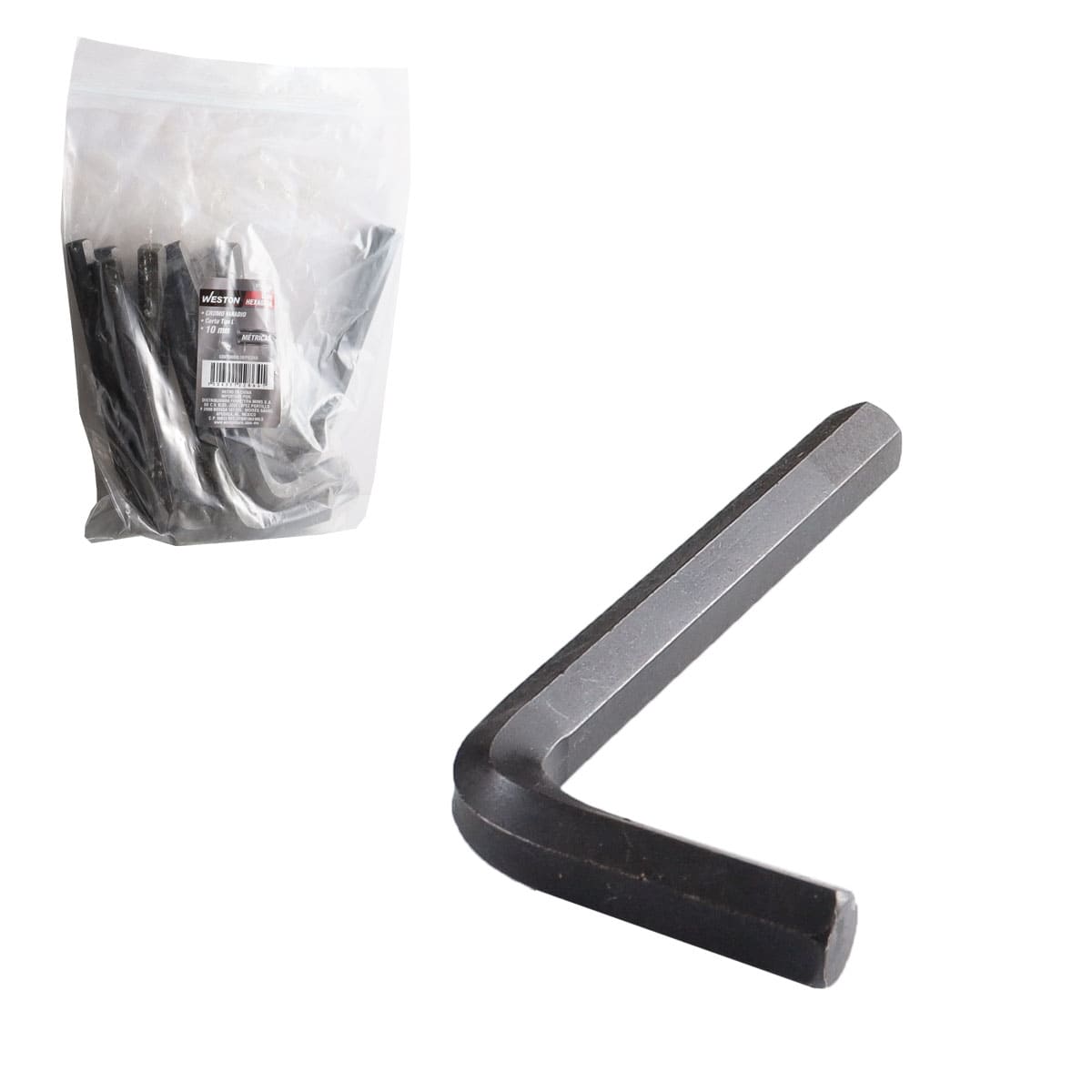 LLAVE HEXAGONAL L CORTA CrV  10MM  (PRECIO X PZA - EMPAQUE C/10 PZAS)