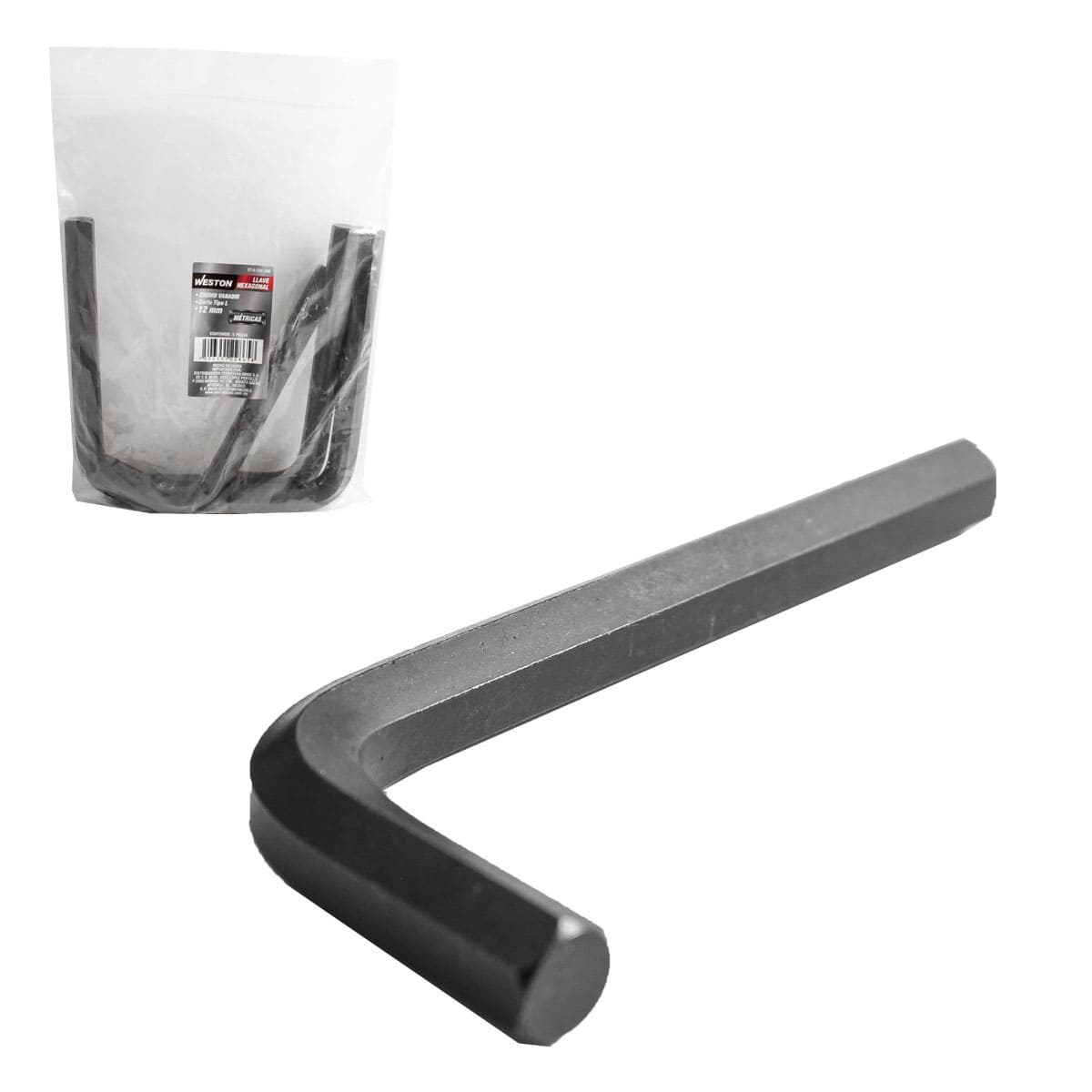 LLAVE HEXAGONAL L CORTA CrV  12MM  (PRECIO X PZA - EMPAQUE C/10 PZAS)
