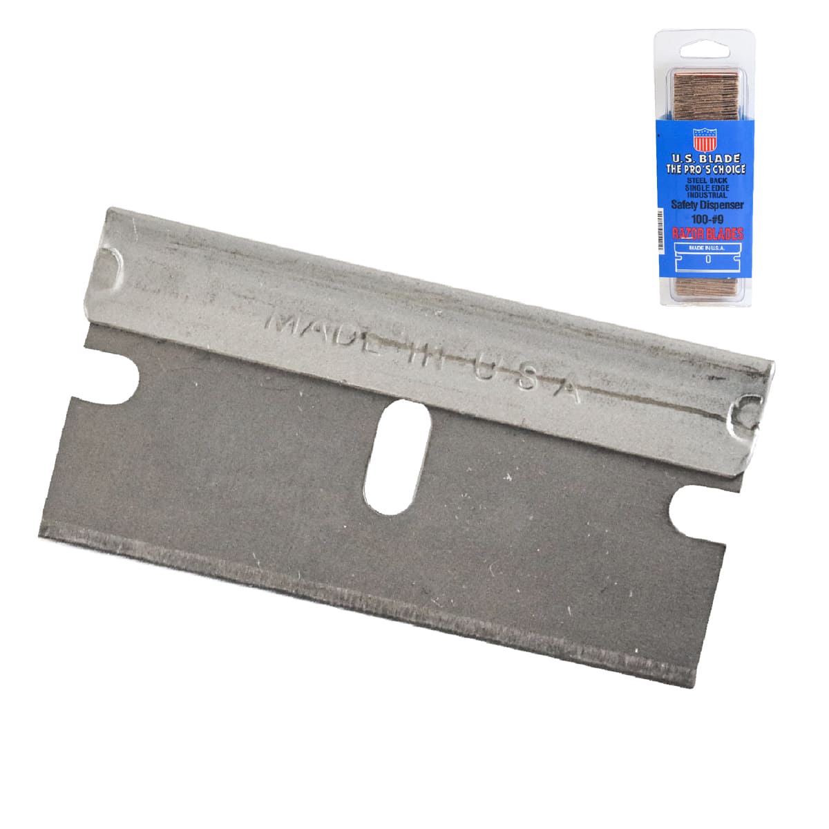NAVAJA DE UN FILO (BLISTER C/100) RESPALDO ACERO   US BLADE