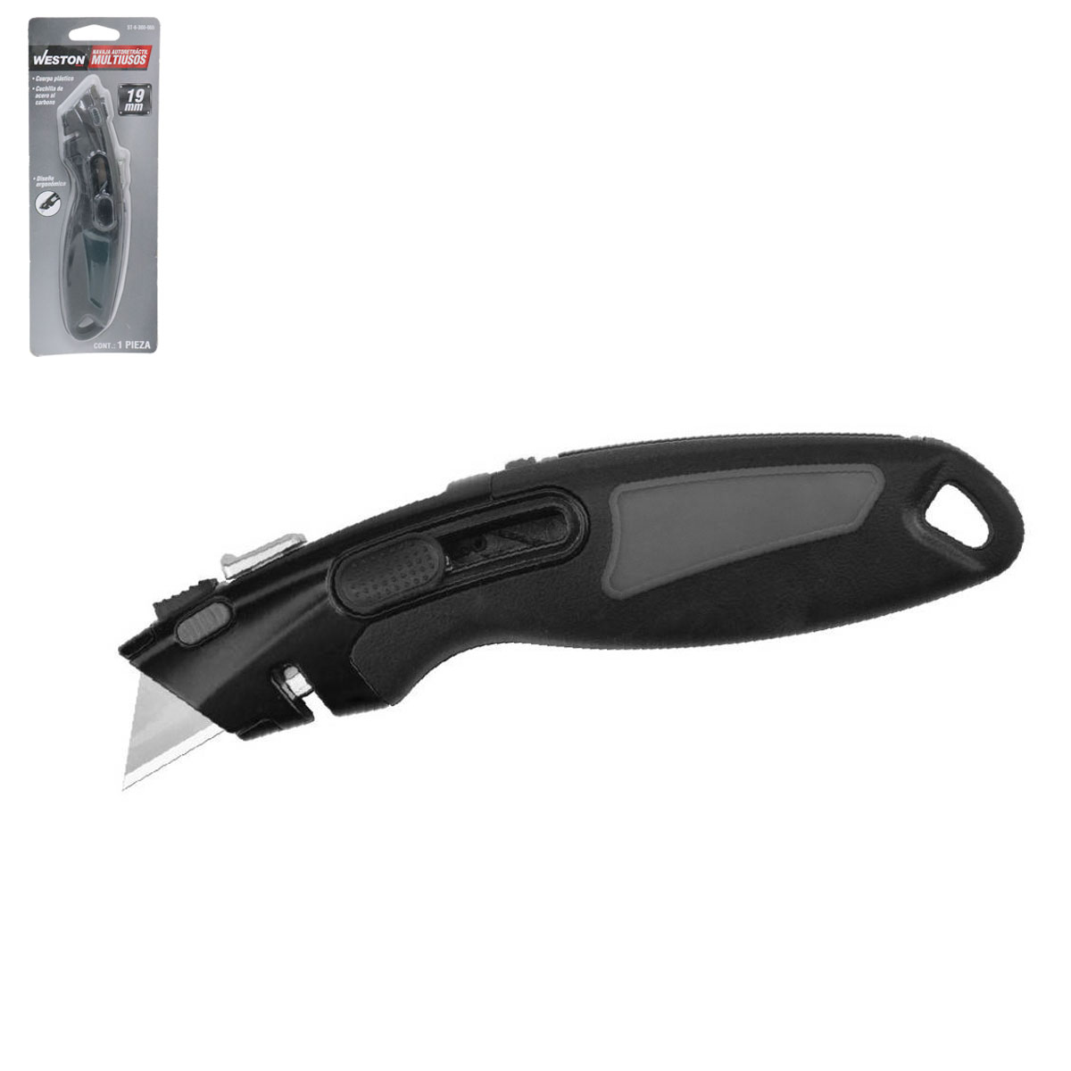 NAVAJA AUTORETRACTIL MULTIUSOS 19MM (Precio x Pieza - Emp. c/12 piezas)