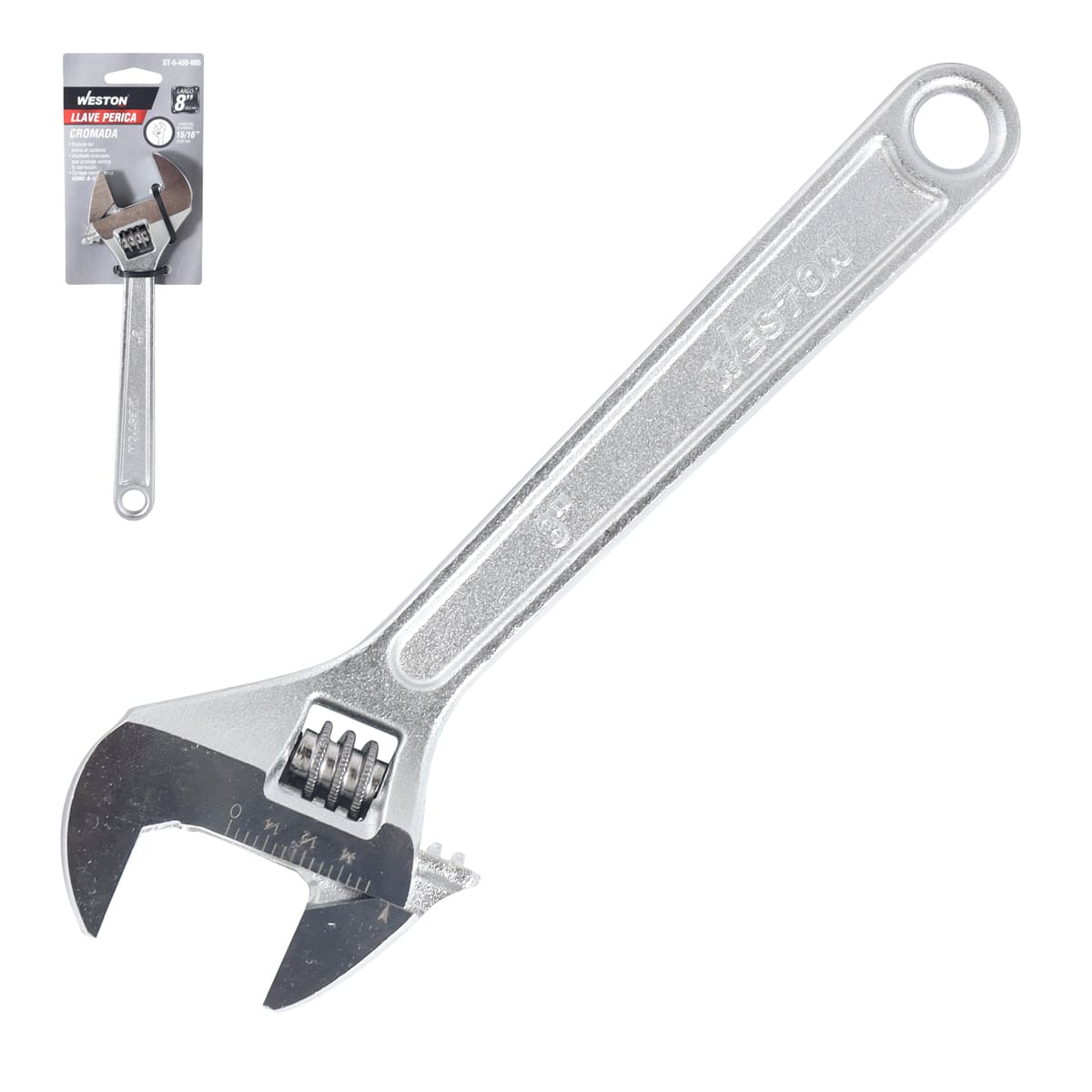 LLAVE PERICA CROMADA 8" (Caja c/6 pzs - Precio x Pieza)