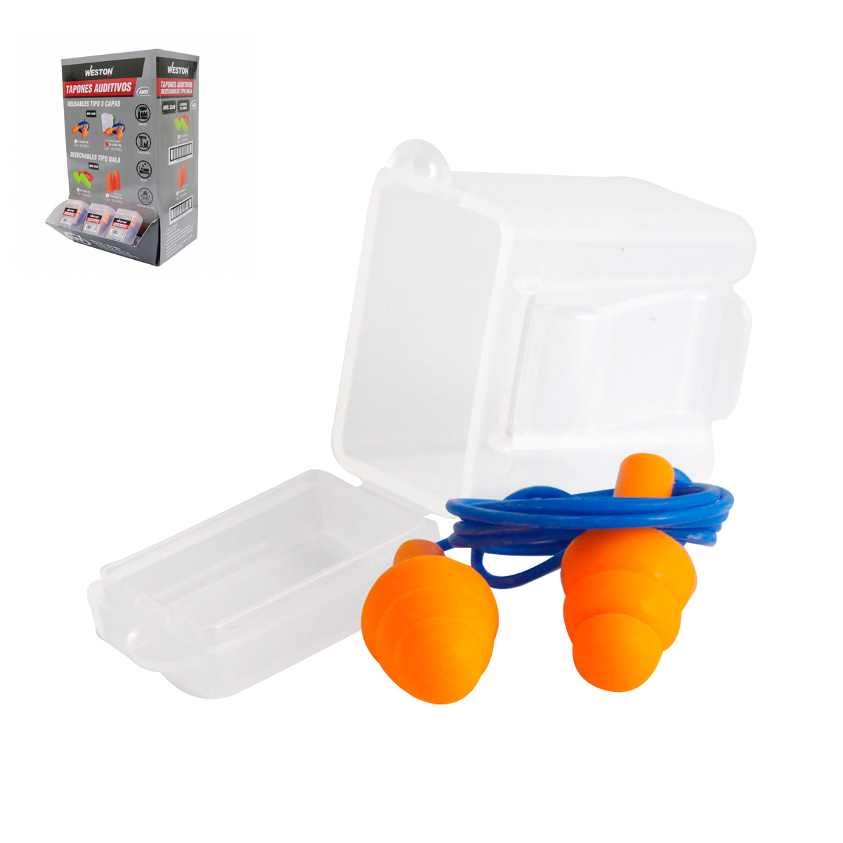 TAPON AUDITIVO REUSABLES C/ESTUCHE  26DB    (PRECIO X PZA, CAJA C/100)