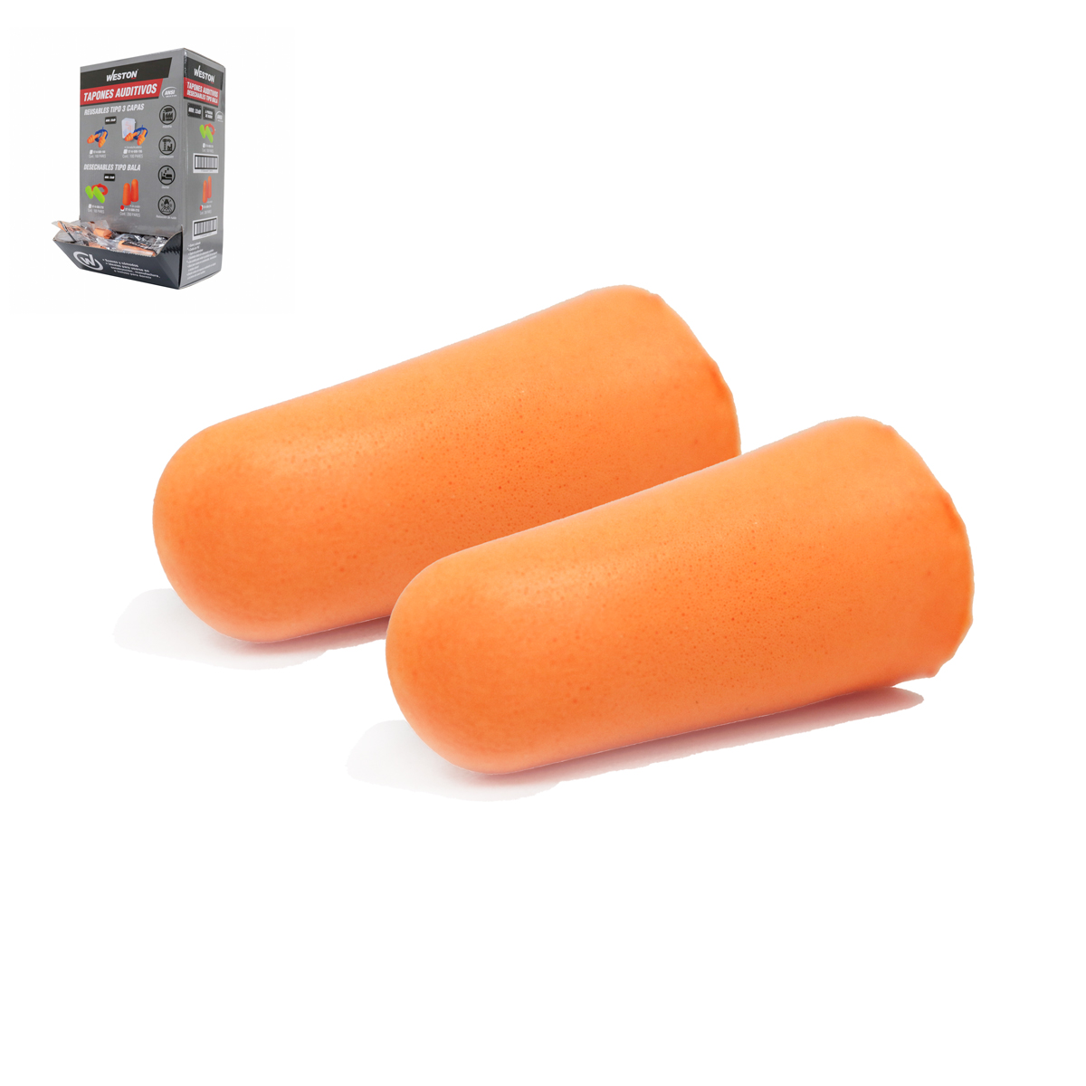 TAPON AUDITIVO DESECHABLE 33DB SIN CORDON (PRECIO X PZA, CAJA C/200)