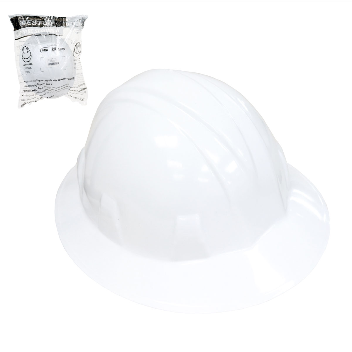 CASCO DE SEGURIDAD TIPO ALA ANCHA C/MATRACA BLANCO