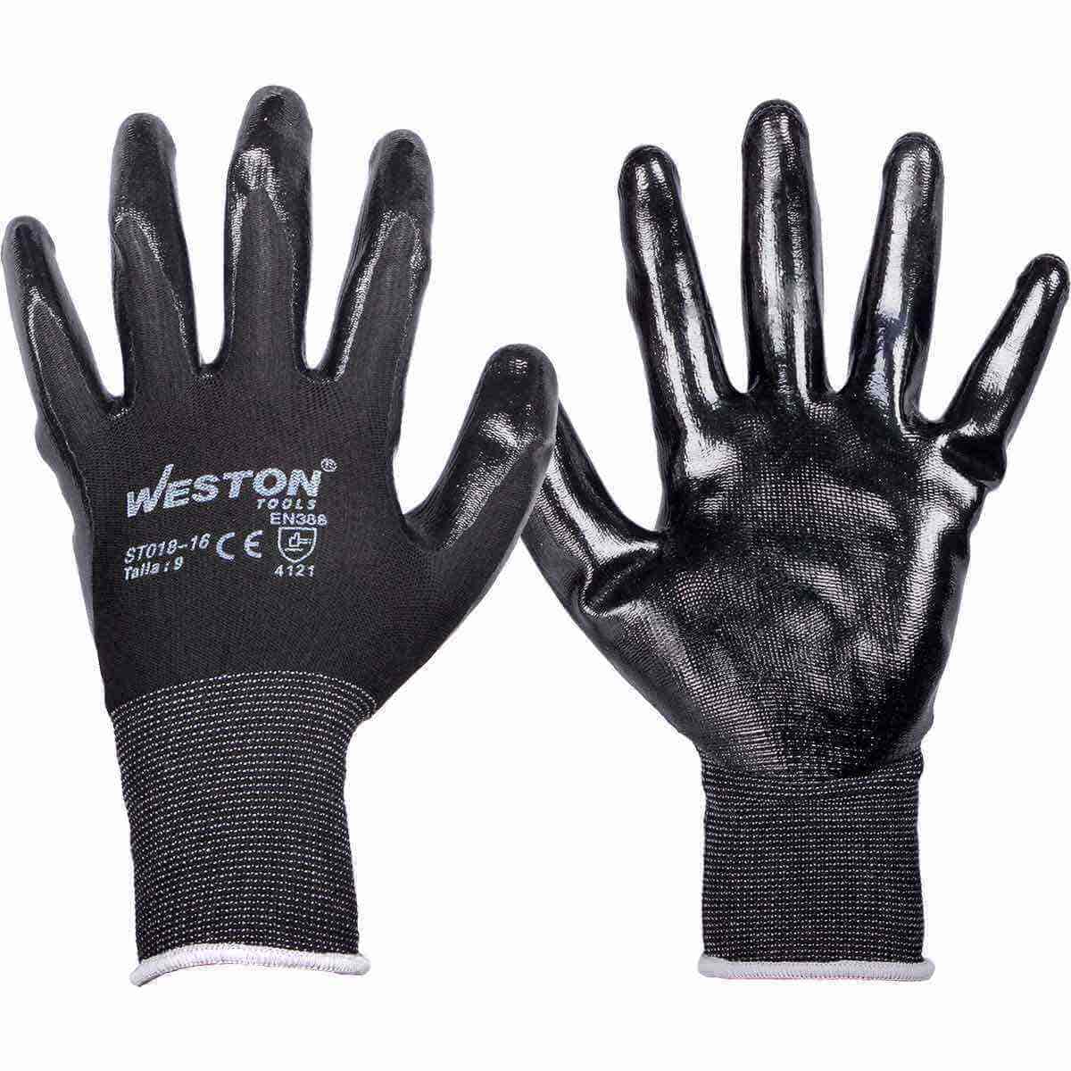 GUANTE NYLON C/NITRILO NORMAL 13G NEGRO TALLA 9 (Precio x par - Empaque c/10 pares)