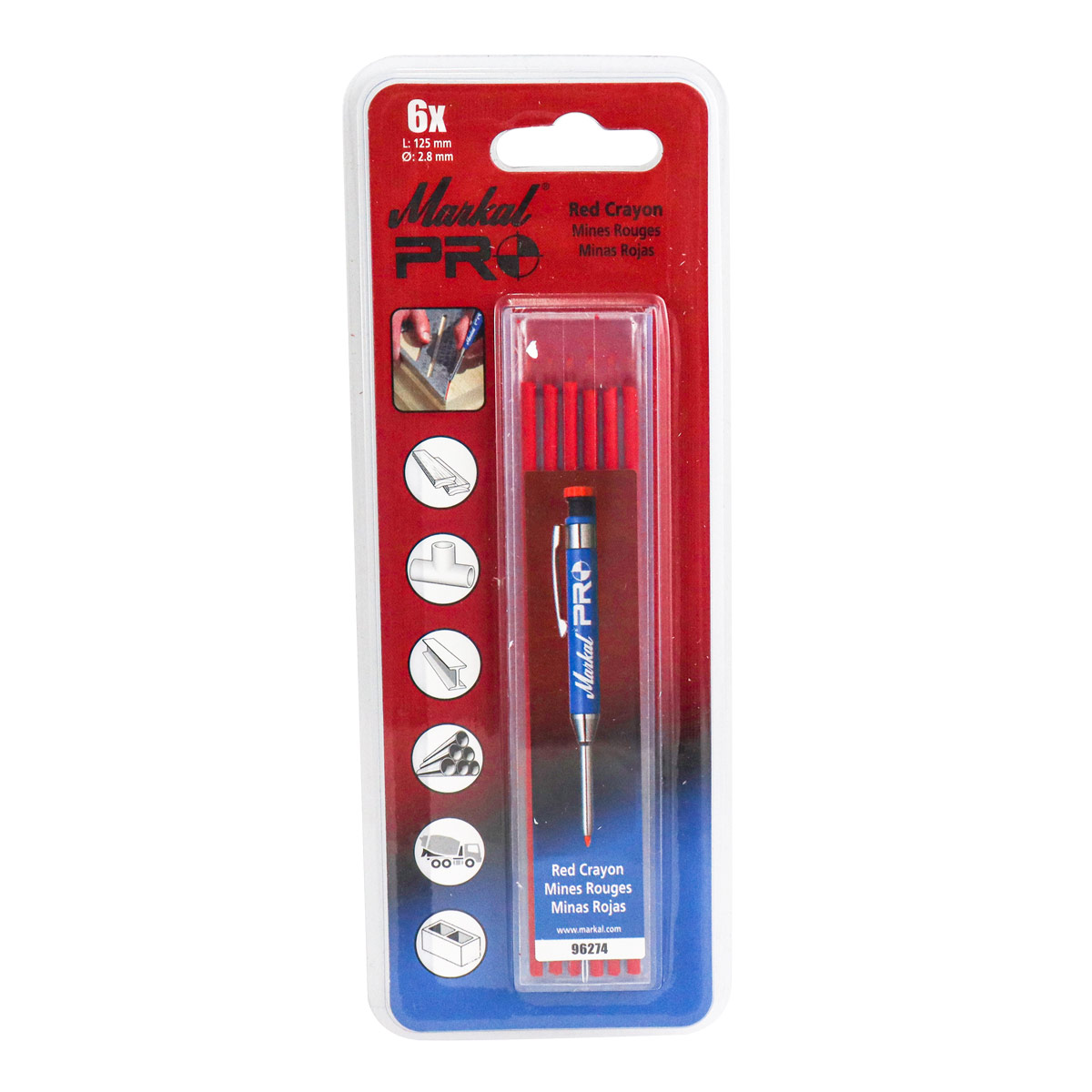 MINAS RECAMBIOS PARA SOLDADURA MARKAL PRO COLOR ROJO (CAJA C/12 - PRECIO X PZA)