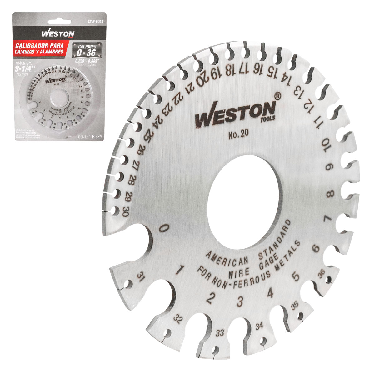 CALIBRADOR D/LAMINAS P/ACERO 0 - 36 (0.325" - 0.005")