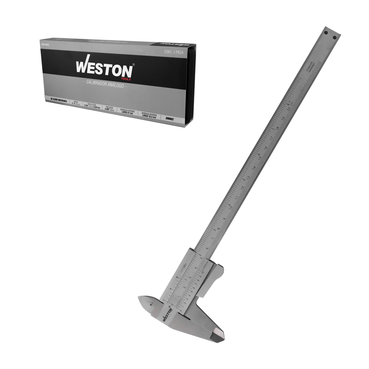 CALIBRADOR VERNIER ACERO INOX. 8"