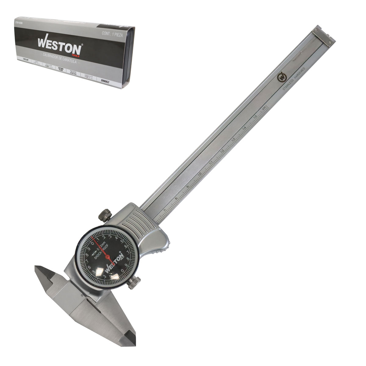 CALIBRADOR VERNIER D/CARATULA TIPO MT ACERO INOX 0-150mm / ±0.03 mm / 0.02 mm