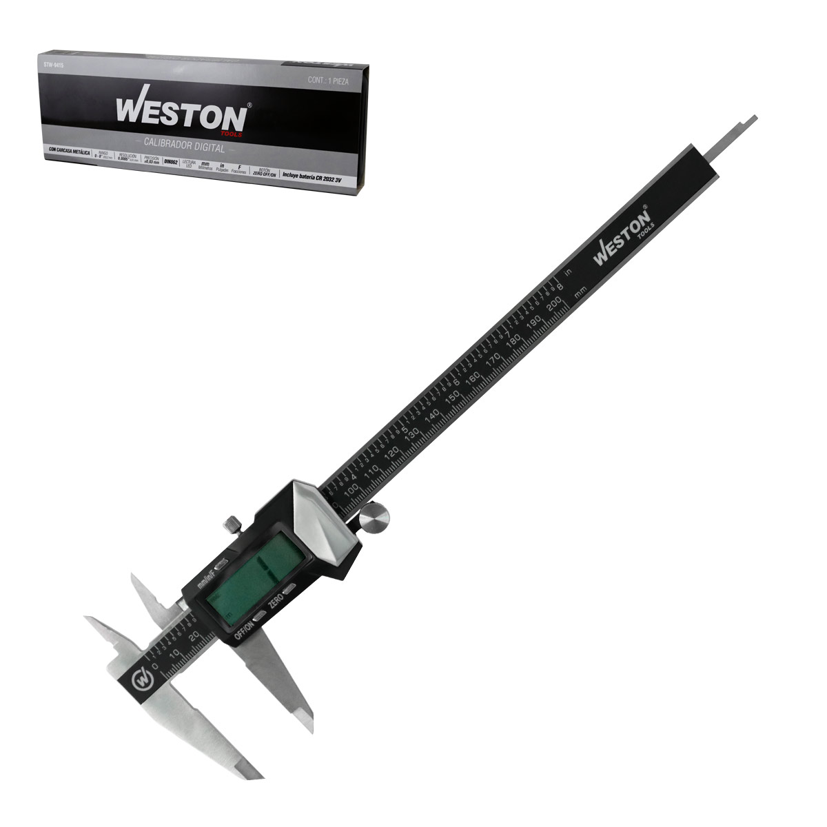 CALIBRADOR DIGITAL ACERO INOX. CARCASA METALICA 8"