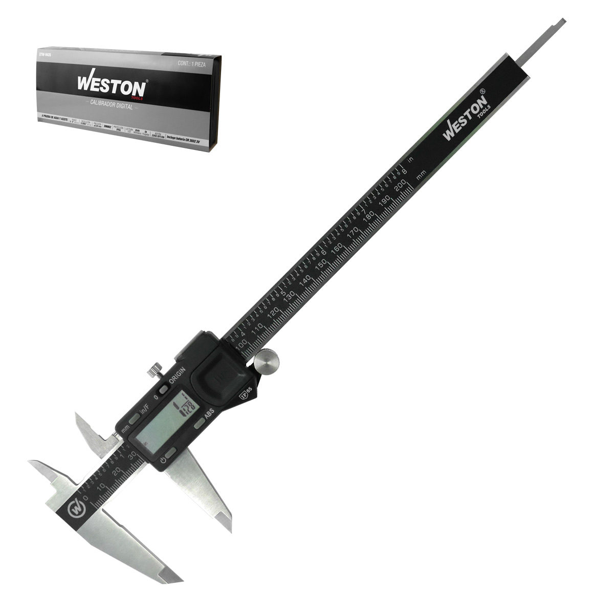 CALIBRADOR DIGITAL ACERO INOX. A PRUEBA D AGUA IP65 8"