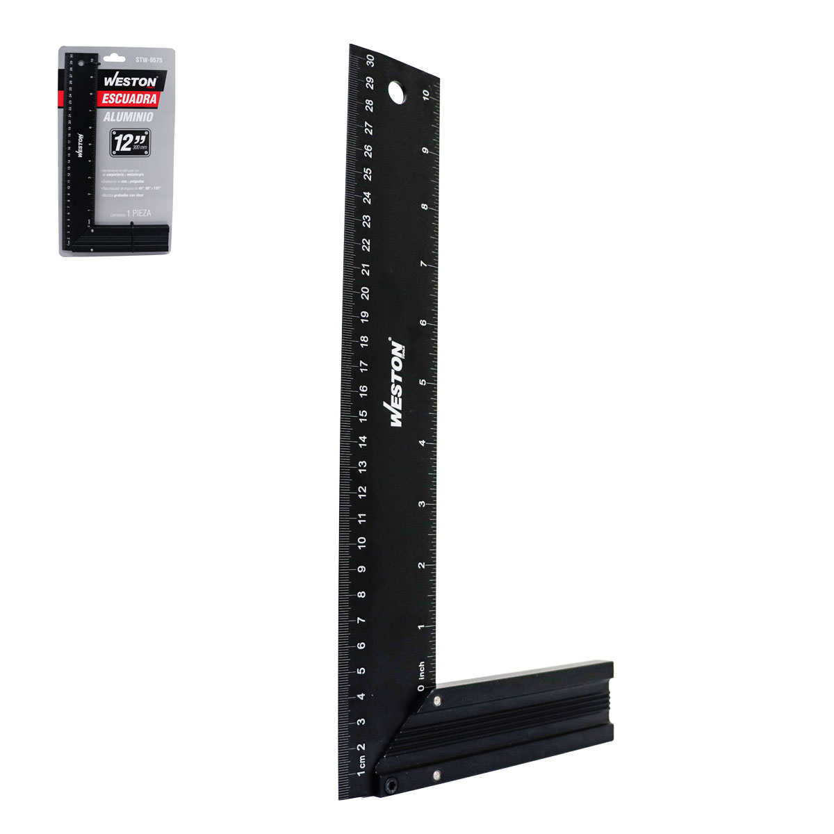 ESCUADRA DE ALUMINIO USO RUDO C/BASE AMPLIA 12''X60MM
