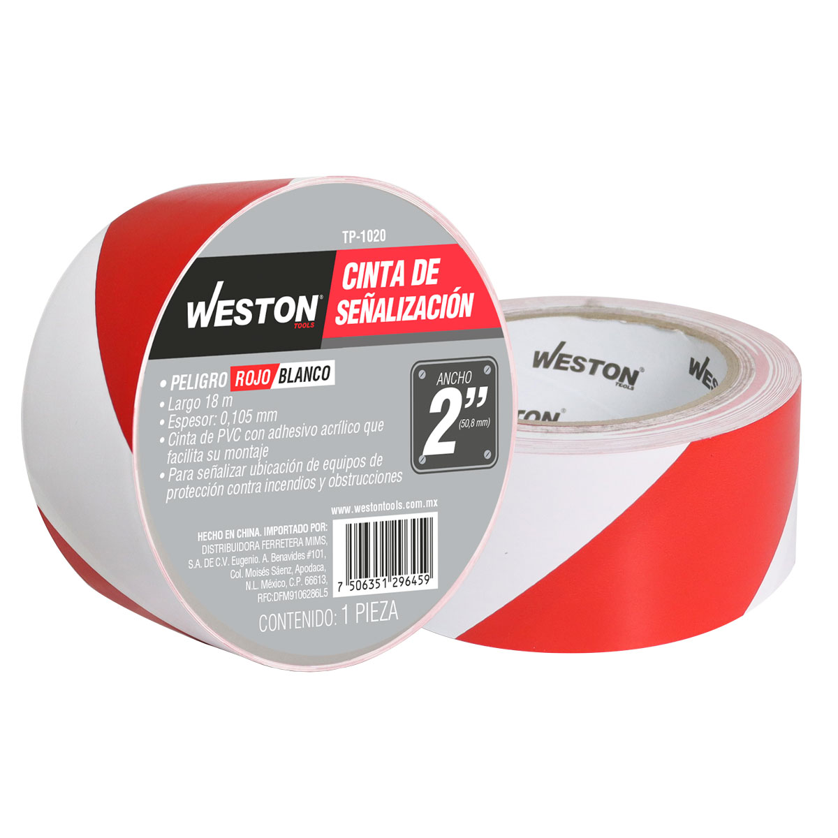 CINTA DE SEÑALIZACION BLANCO/ROJO 50mm X 18M (PRECIO X PIEZA)